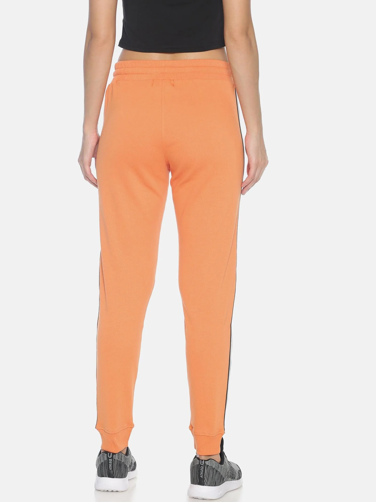 Women Slim Fit Solid Joggers with Side Tape & knee zipper