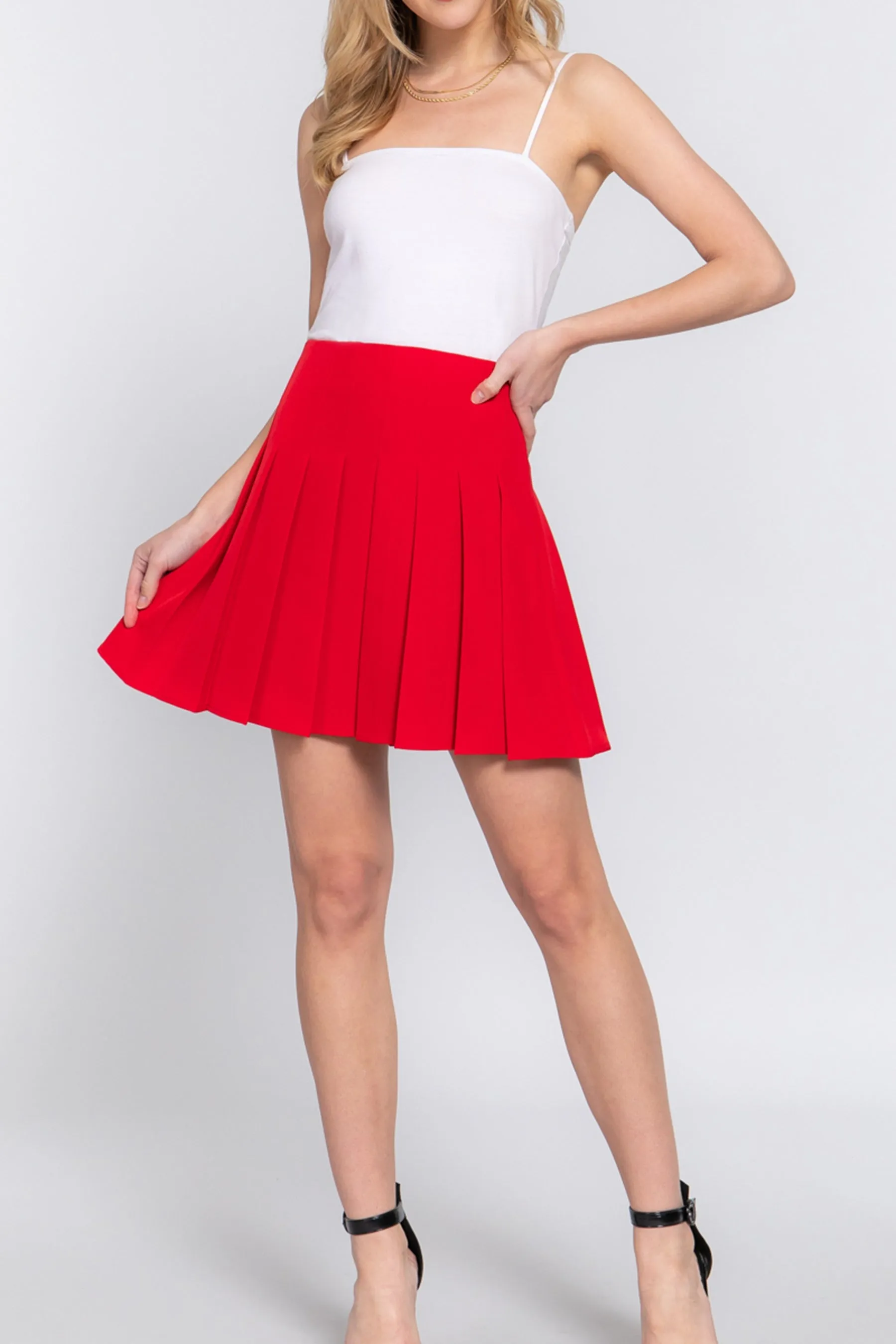 Women's Classic Pleated Mini Skirt – Lightweight and Versatile Style ZS13984C28