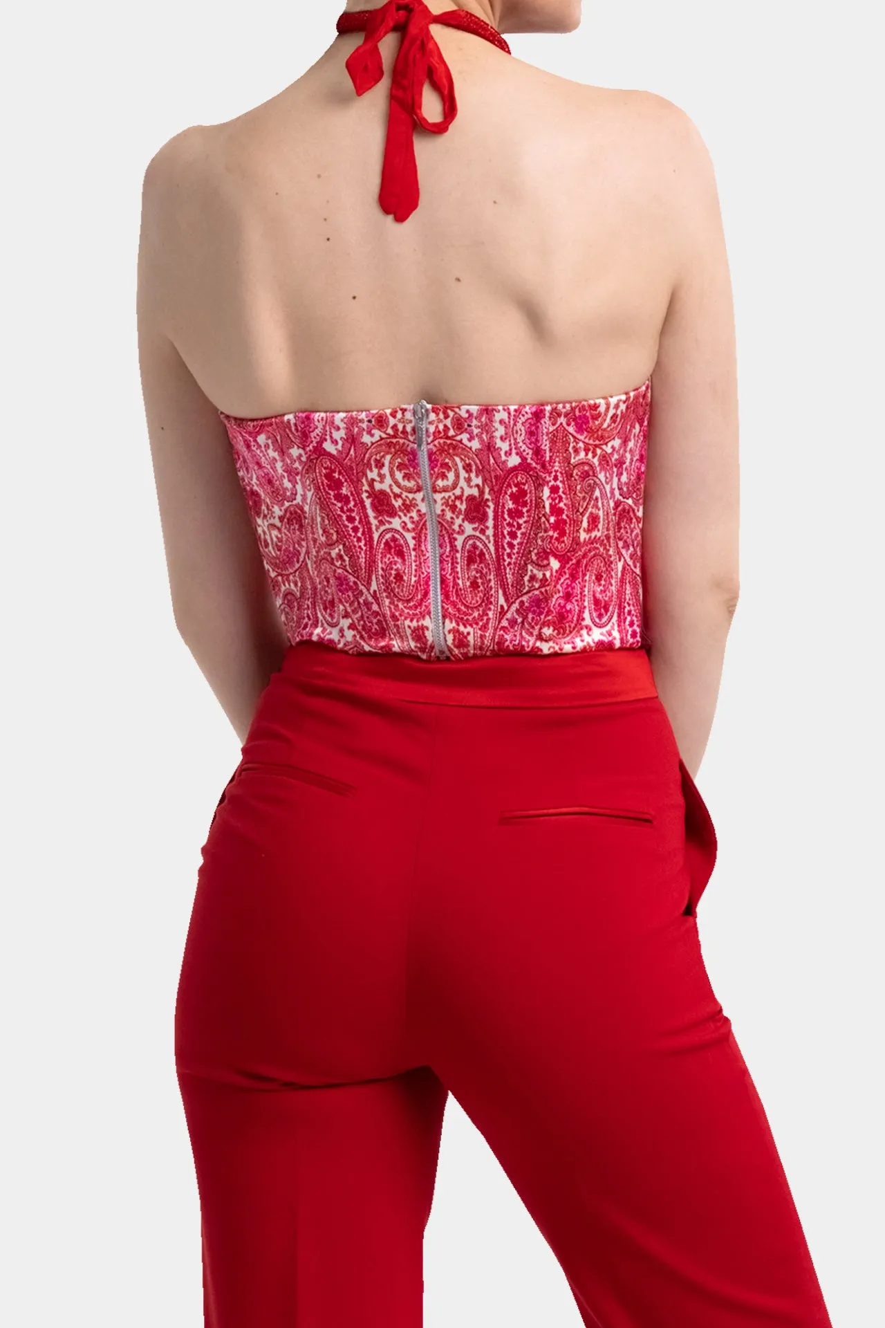 Women's Designer Solid Red Pants
