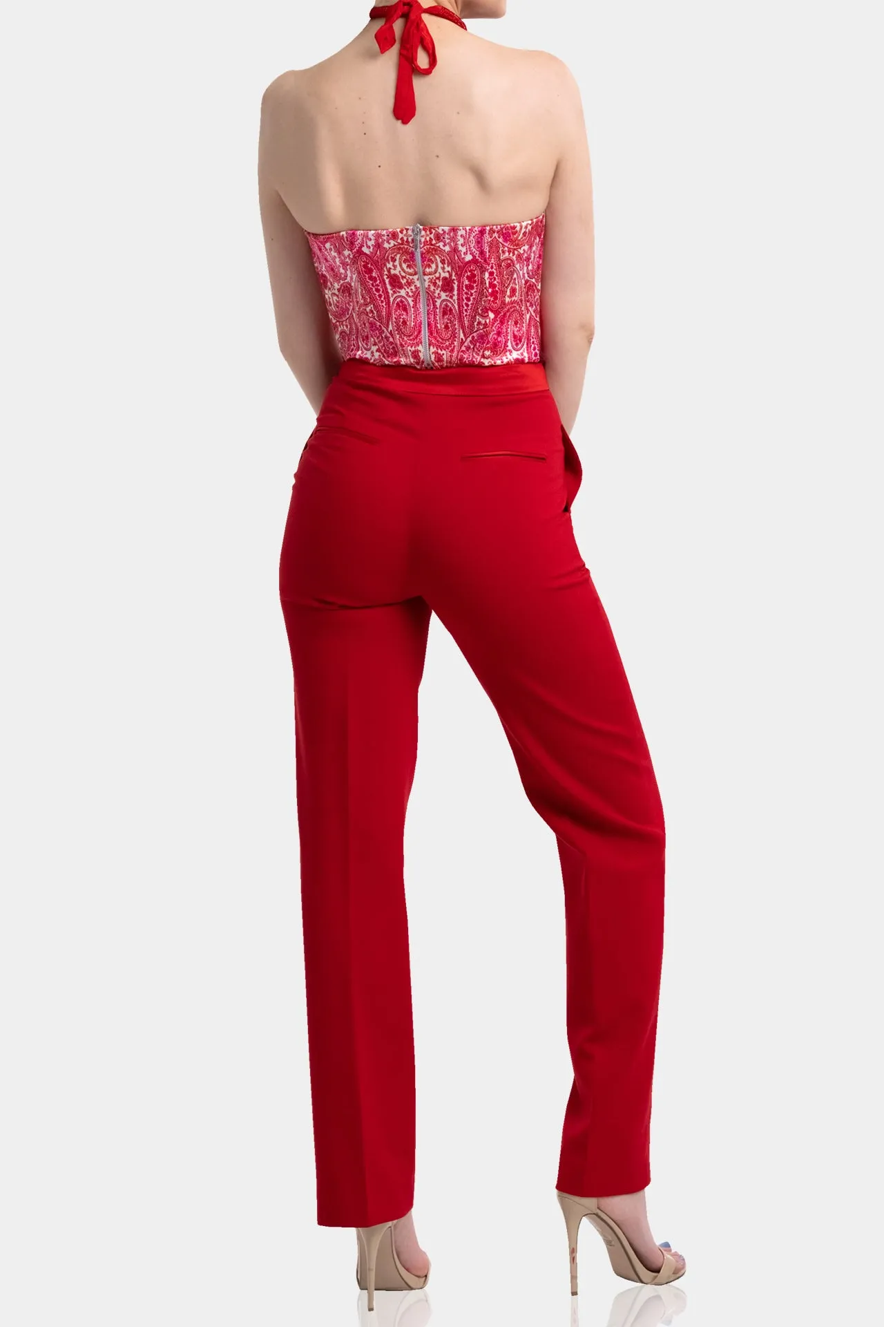 Women's Designer Solid Red Pants