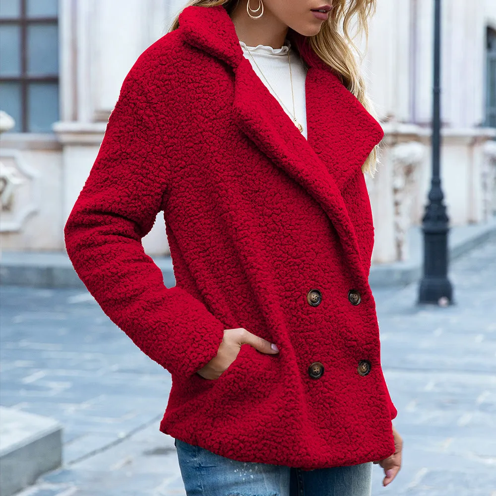 Women's Loose Lapel Fluffy Winter Coat