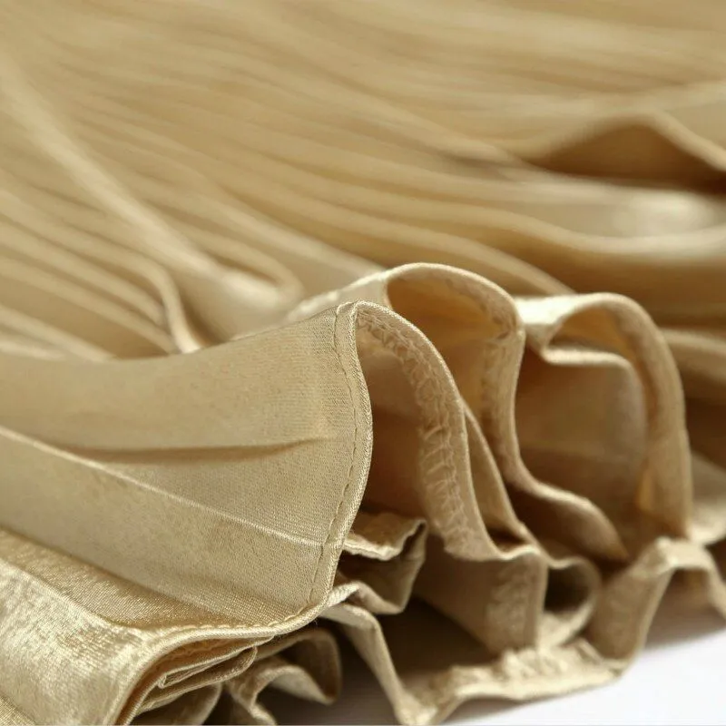 Women's Pleated Satin A-Line Long Skirts