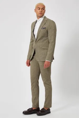 Wooten Slim Fit Khaki Linen Suit - ARCHIVE