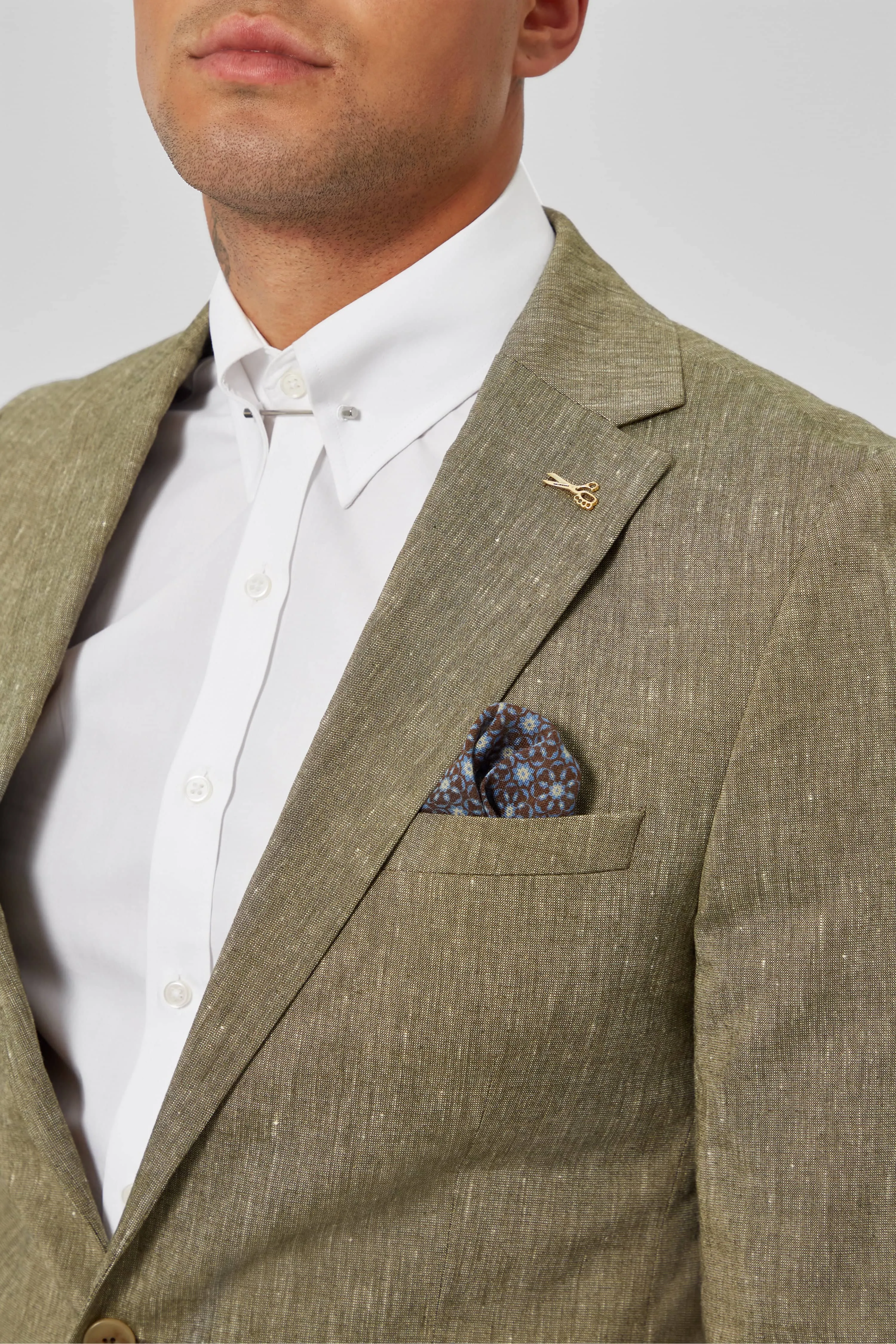 Wooten Slim Fit Khaki Linen Suit - ARCHIVE