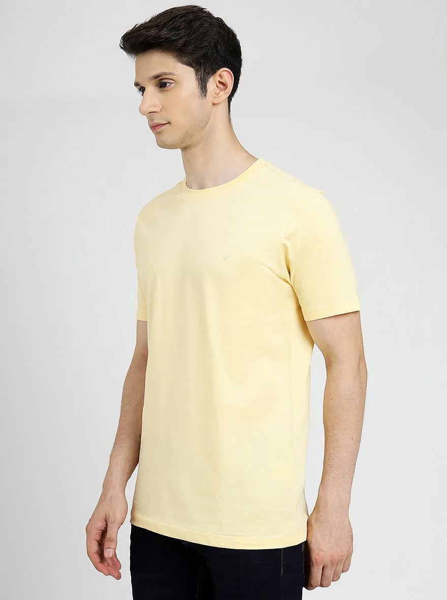 Yellow Solid Slim Fit T-Shirt | Greenfibre