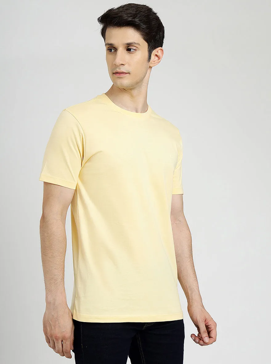 Yellow Solid Slim Fit T-Shirt | Greenfibre