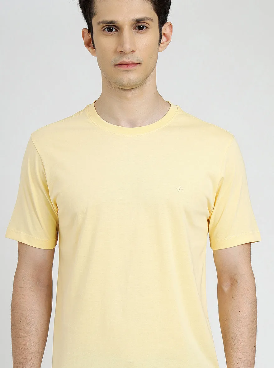 Yellow Solid Slim Fit T-Shirt | Greenfibre