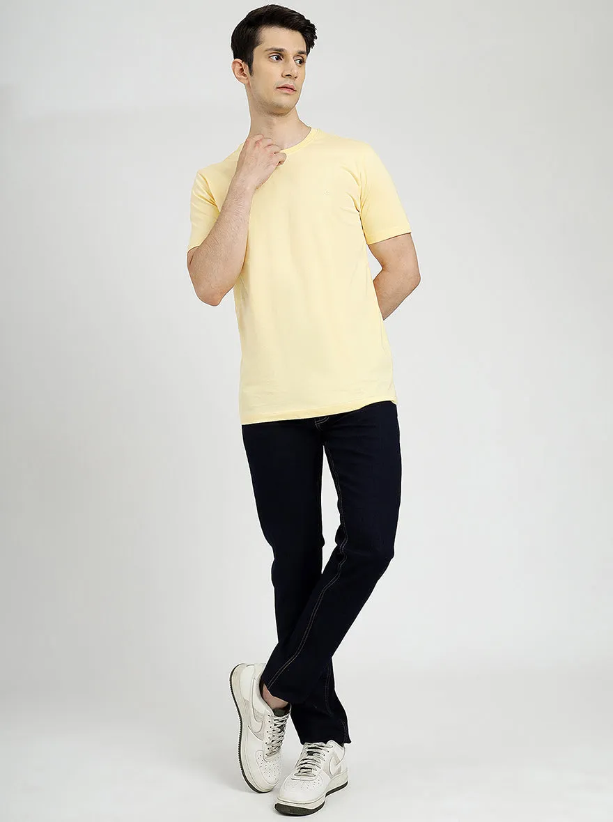 Yellow Solid Slim Fit T-Shirt | Greenfibre
